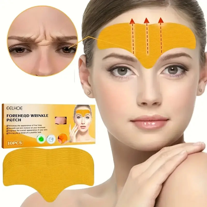 Pack of 10 Patches Eelhoe Forehead Wrinkle Smooth, Collagen Forehead and upper Eye, Moisturizing Light Beige Care, Suitable & safe for all type of skin