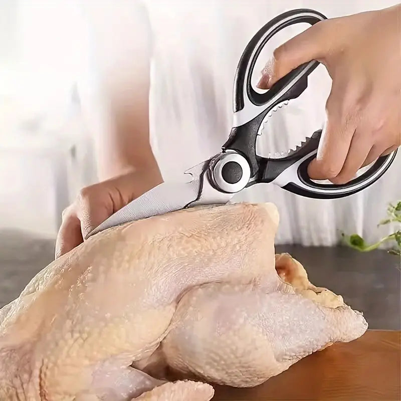 1pc, Kitchen Scissors Multifunctional Stainless Steel Chicken Bone Scissors For Food Scissors, Kitchen Meat Scissors, Nut Opener, Bottle Opener