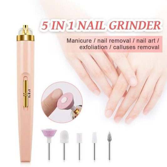 5 In 1 Professional Manicure Nail | Salon Nail Finishing Touch | Nail Grinding, Burnishing Machine | Full Manicure And Pedicure Tool – Random Colour