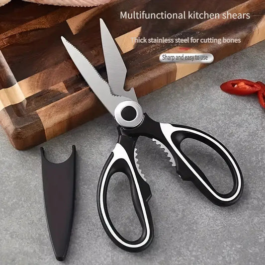 1pc, Kitchen Scissors Multifunctional Stainless Steel Chicken Bone Scissors For  Food Scissors, Kitchen Meat Scissors, Nut Opener, Bottle Opener